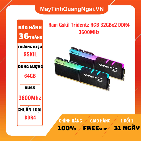 Ram Gskil Tridentz RGB 32GBx2 DDR4 3600MHz