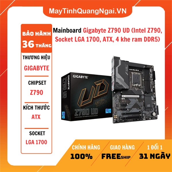 Mainboard Gigabyte Z790 UD (Intel Z790, Socket LGA 1700, ATX, 4 khe ram DDR5)