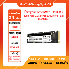 Ổ cứng SSD Lexar NM620 512GB M.2 2280 PCIe 3.0x4 (Đoc 3300MB/s - Ghi 2400MB/s)