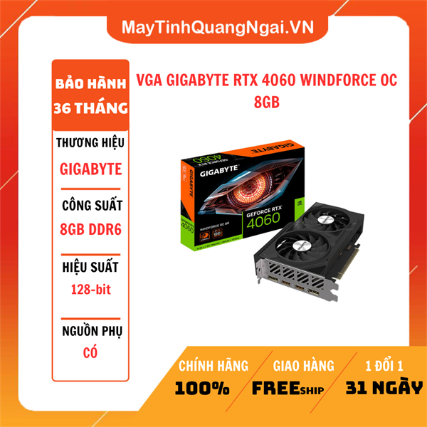 VGA GIGABYTE RTX 4060 WINDFORCE OC 8GB