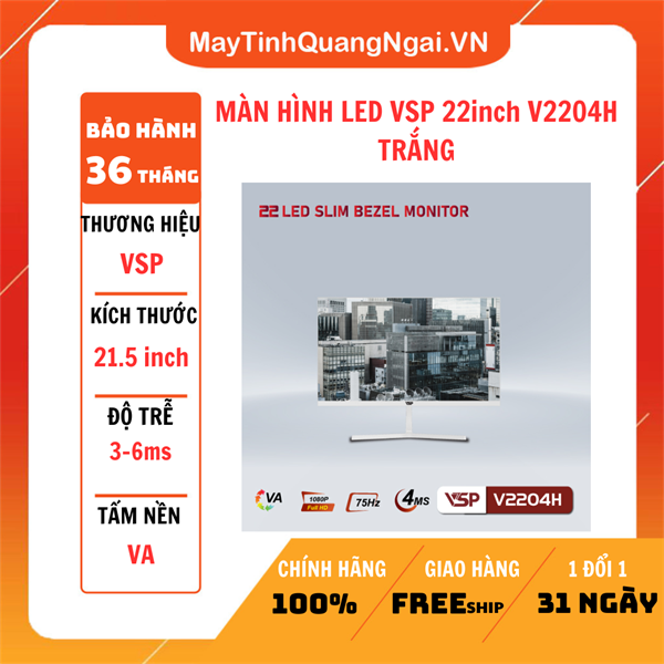 MÀN HÌNH LED VSP 22inch V2204H TRẮNG