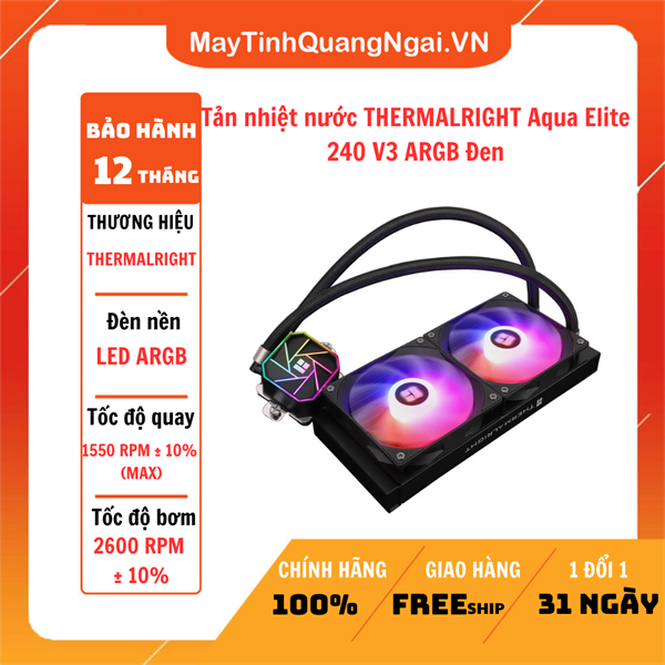 Tản nhiệt nước THERMALRIGHT Aqua Elite 240 V3 ARGB Đen