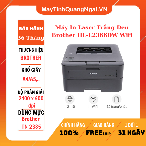 Máy In Laser Trắng Đen Brother HL-L2366DW Wifi