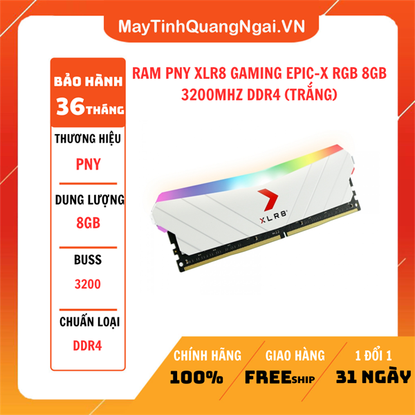 RAM PNY XLR8 GAMING EPIC-X RGB 8GB 3200MHZ DDR4 (TRẮNG)