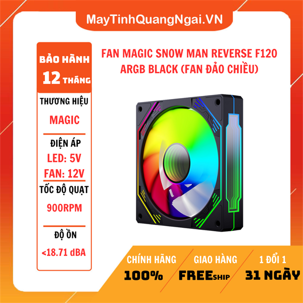 FAN MAGIC SNOW MAN REVERSE F120 ARGB BLACK (FAN ĐẢO CHIỀU)