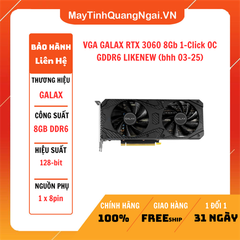 VGA GALAX RTX 3060 8Gb 1-Click OC GDDR6 LIKENEW (bhh 03-25)