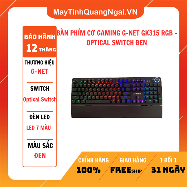 BÀN PHÍM CƠ GAMING G-NET GK315 RGB - OPTICAL SWITCH ĐEN