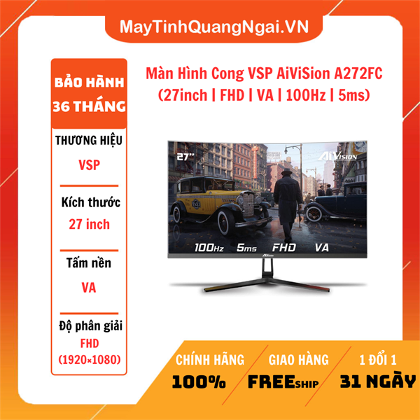 Màn Hình Cong VSP AiViSion A272FC (27inch | FHD | VA | 100Hz | 5ms)