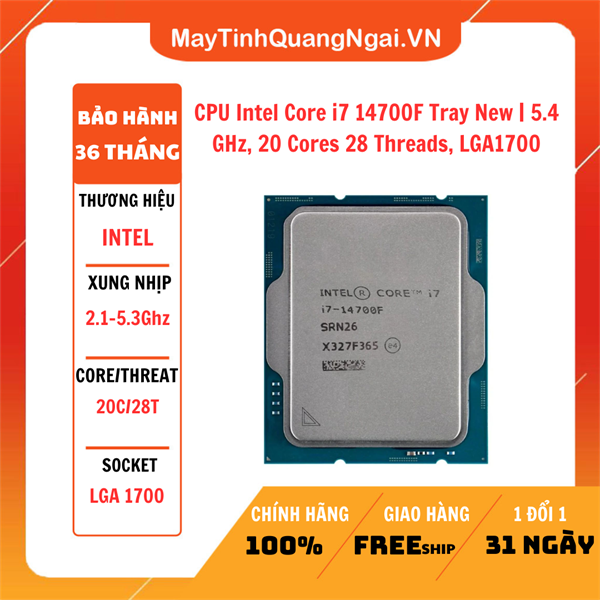 CPU Intel Core i7 14700F Tray New | 5.4 GHz, 20 Cores 28 Threads, LGA1700