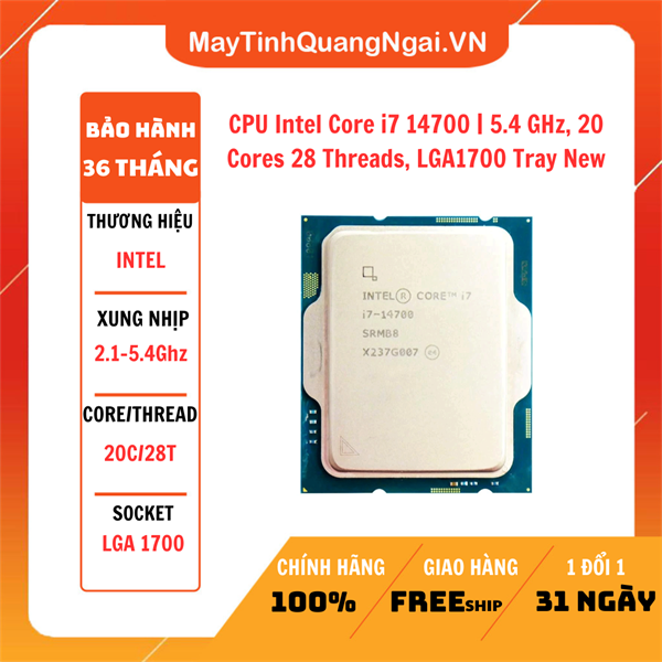 CPU Intel Core i7 14700 | 5.4 GHz, 20 Cores 28 Threads, LGA1700 Tray New