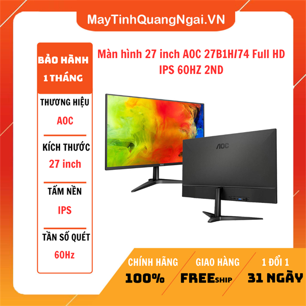 MÀN HÌNH LCD 27 inch AOC 27B1H/74 Full HD IPS 60HZ 2ND