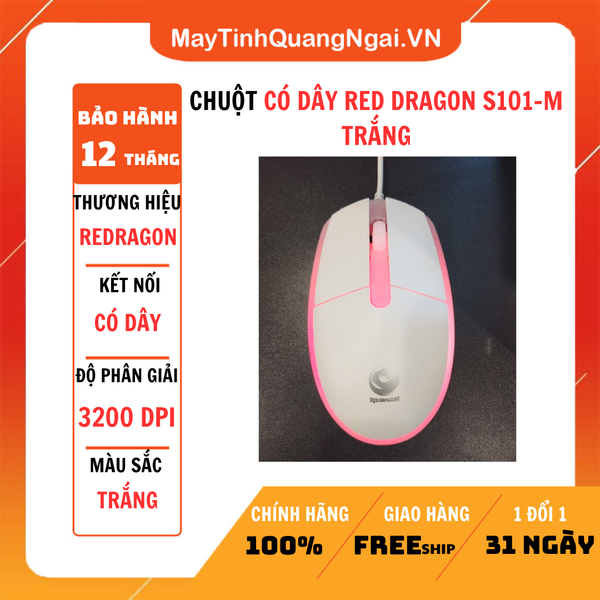 CHUỘT CÓ DÂY RED DRAGON S101-M TRẮNG