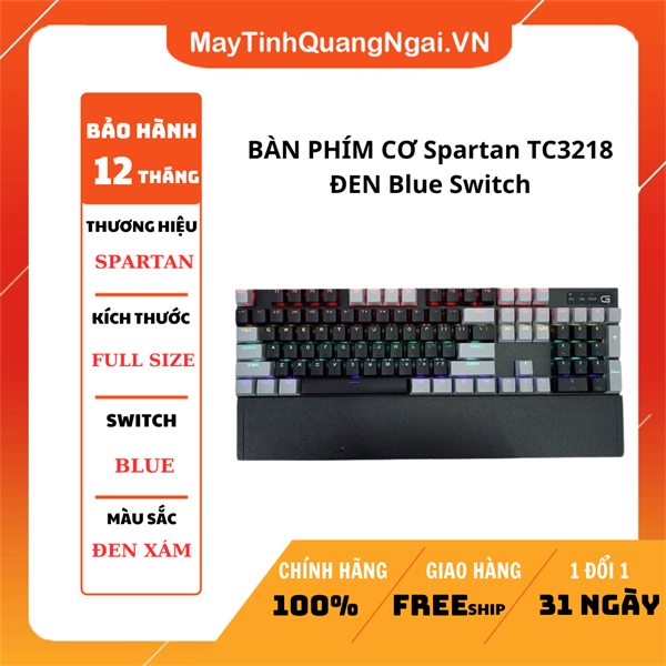 BÀN PHÍM CƠ Spartan TC3218 ĐEN Blue Switch