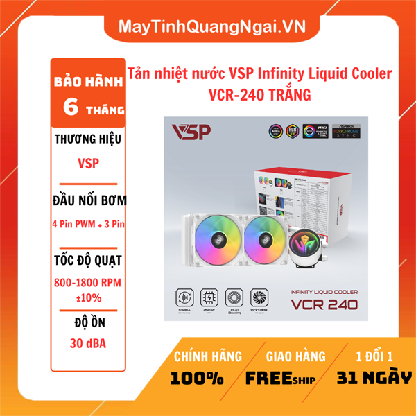 Tản nhiệt nước VSP Infinity Liquid Cooler VCR-240 Trắng