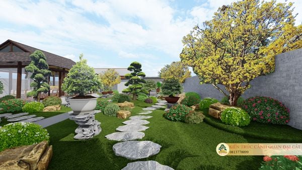  Thiết kế sân vườn nghỉ dưỡng anh Hưng - Bình Dương 