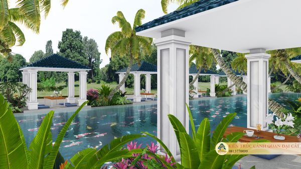  Thiết kế sân vườn nghỉ dưỡng hồ cá koi - Phú Quốc 