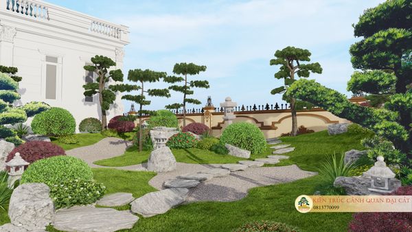  Thiết kế sân vườn biệt thự anh Hiếu 