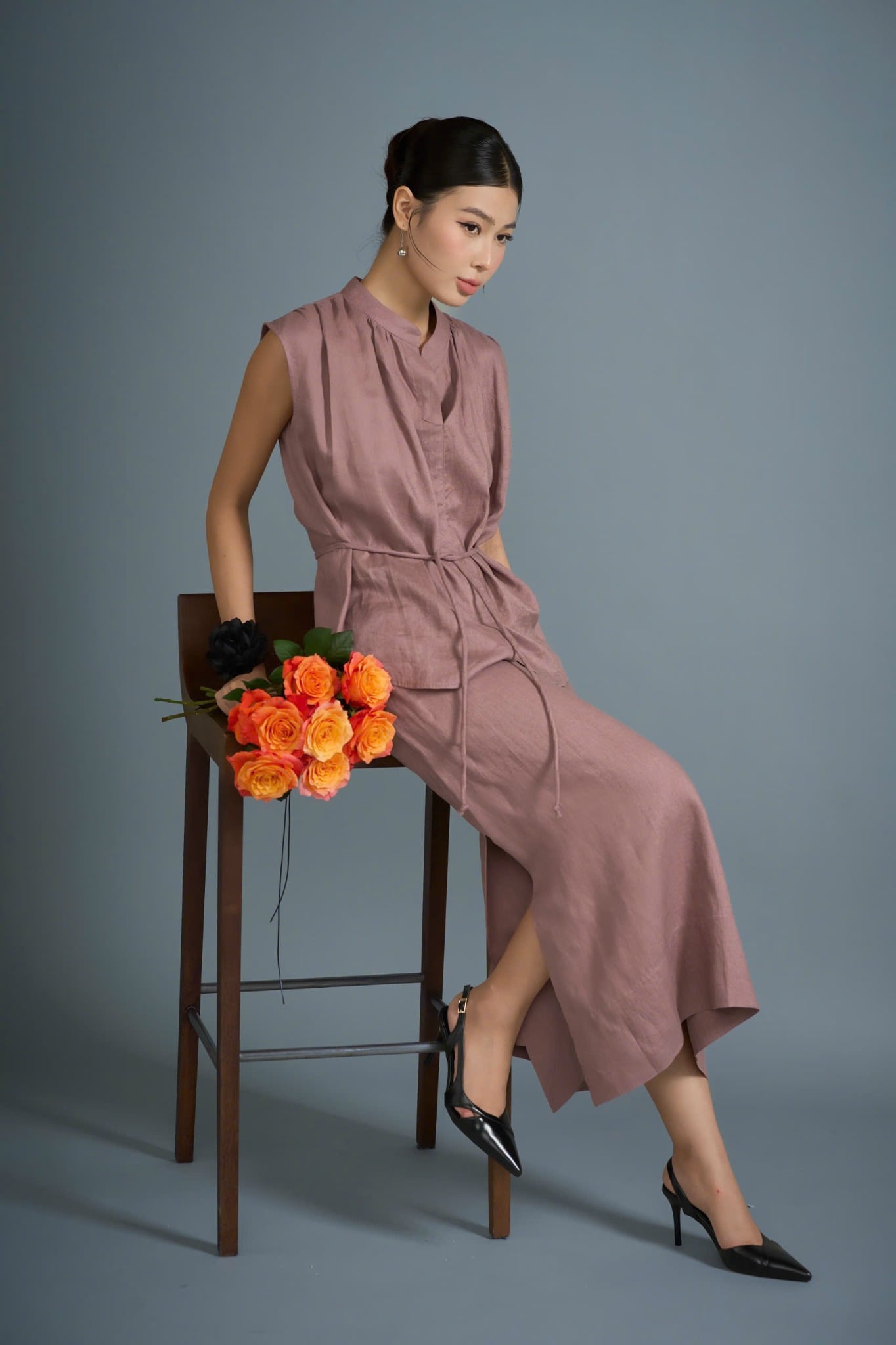 Violet skirt - pure linen - beige - l