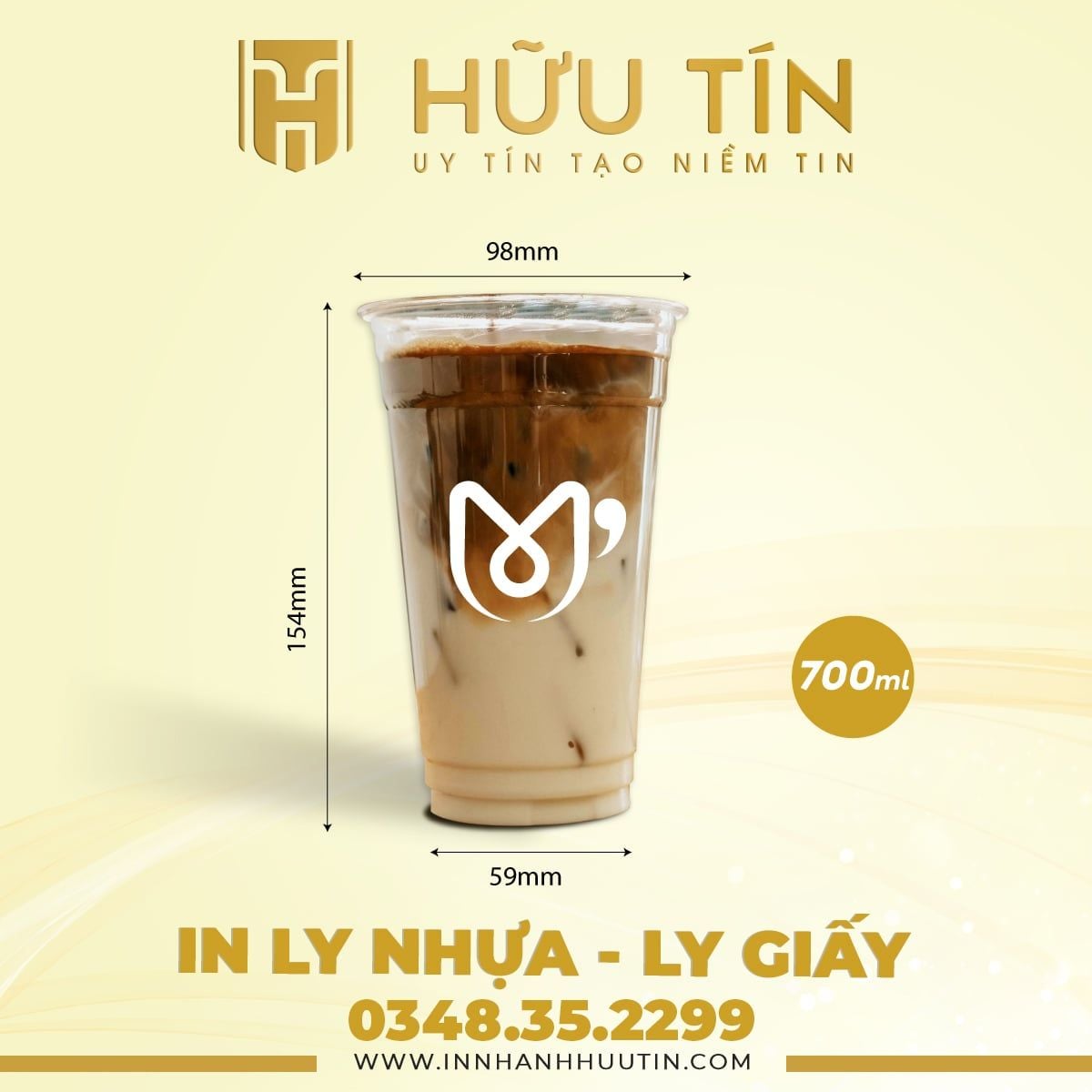  In 2000 Ly Nhựa PET 700ml - In 1 màu 