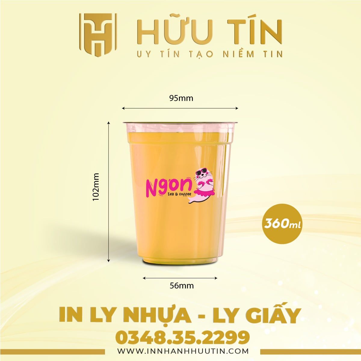  In 5000 Ly Nhựa PP 360ml - In nhiều màu 