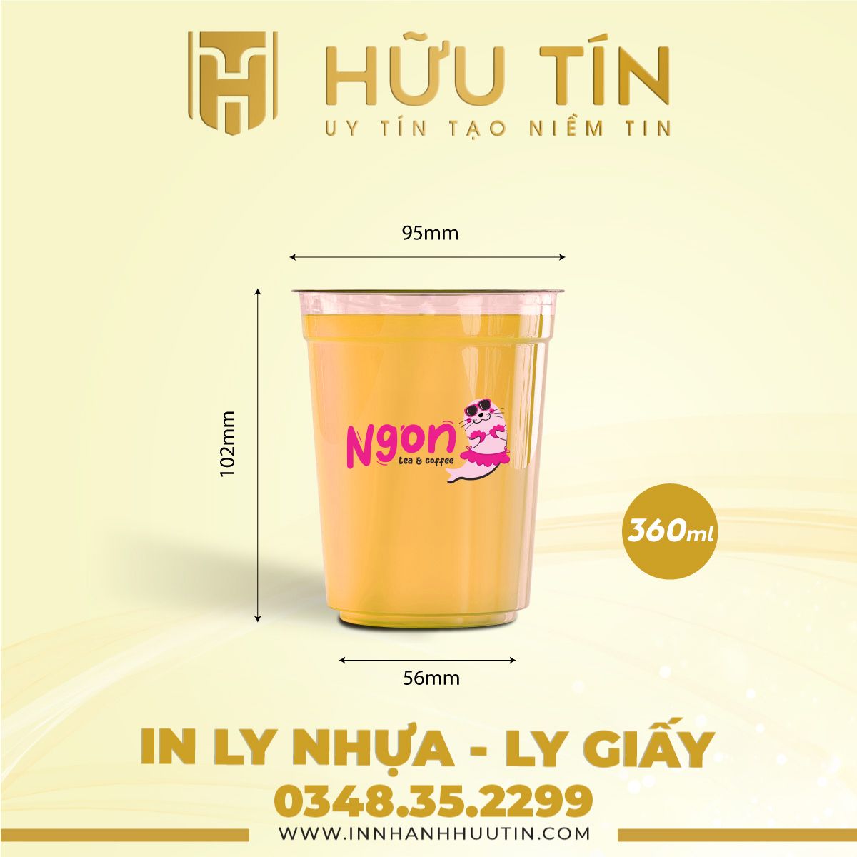  In 10000 Ly Nhựa PP 360ml - In nhiều màu 