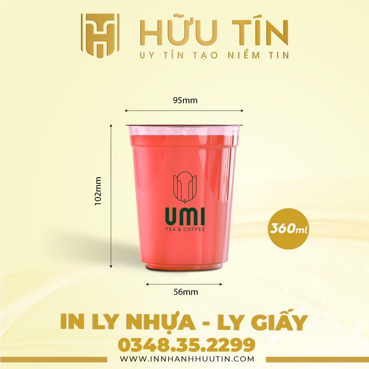  In 1000 Ly Nhựa PP 360ml - In 1 màu 