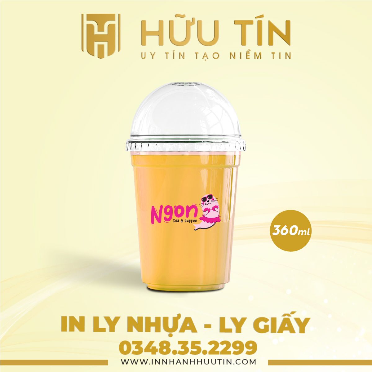  In 10000 Ly Nhựa PP 360ml - In nhiều màu 