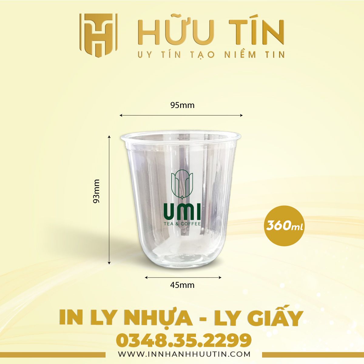  In 10000 Ly Nhựa PP Đáy Bầu 360ml - In 1 màu 