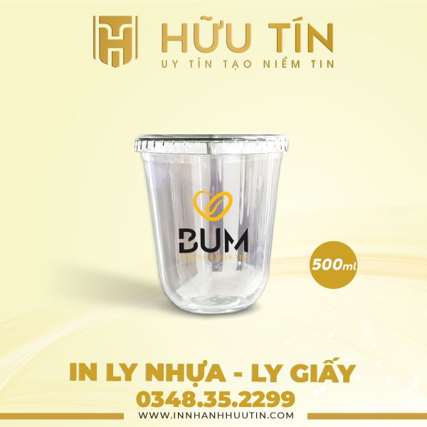  In 20000 Ly Nhựa PP Đáy Bầu 500ml - In nhiều màu 