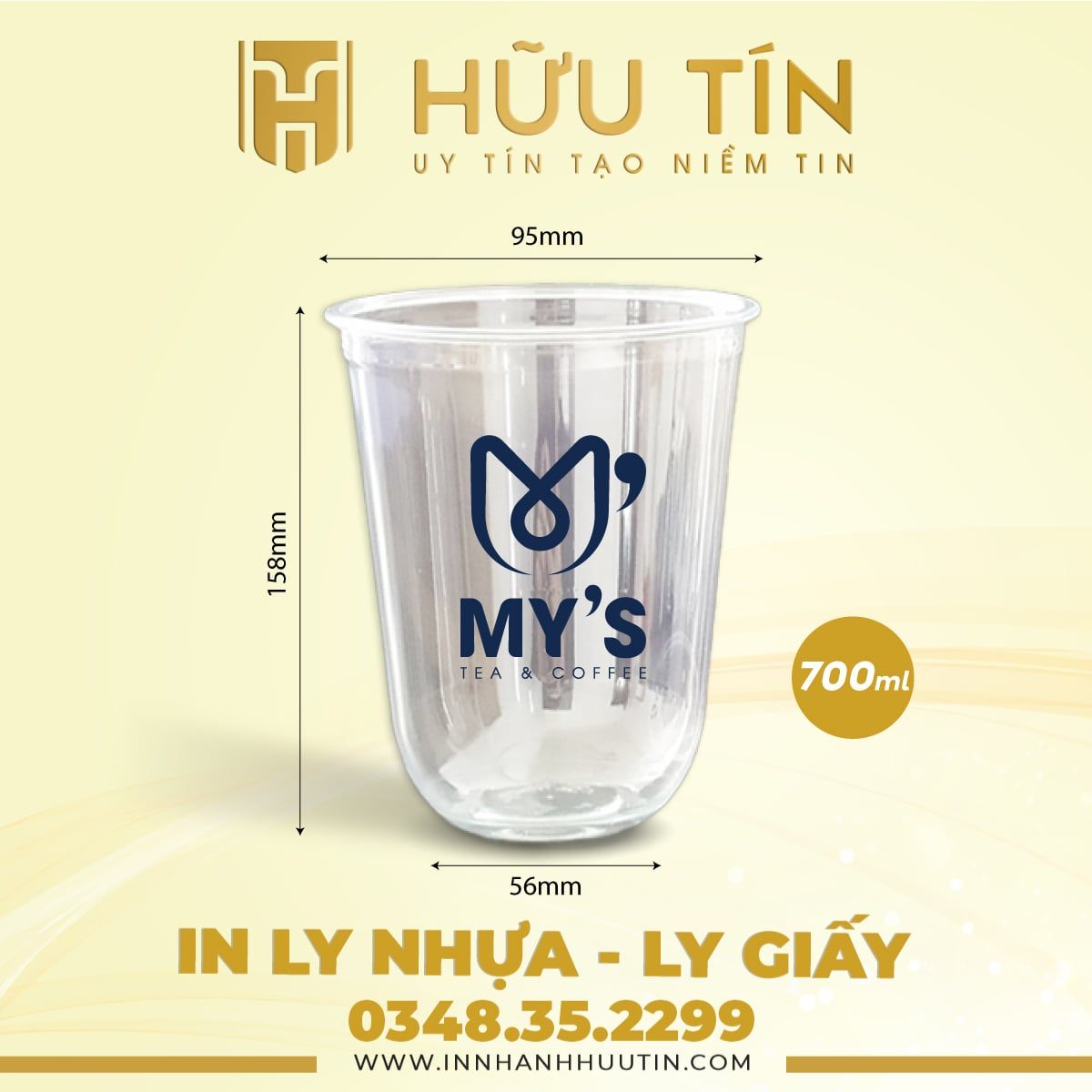  In 10000 Ly Nhựa PP Đáy Bầu 700ml - In 1 màu 