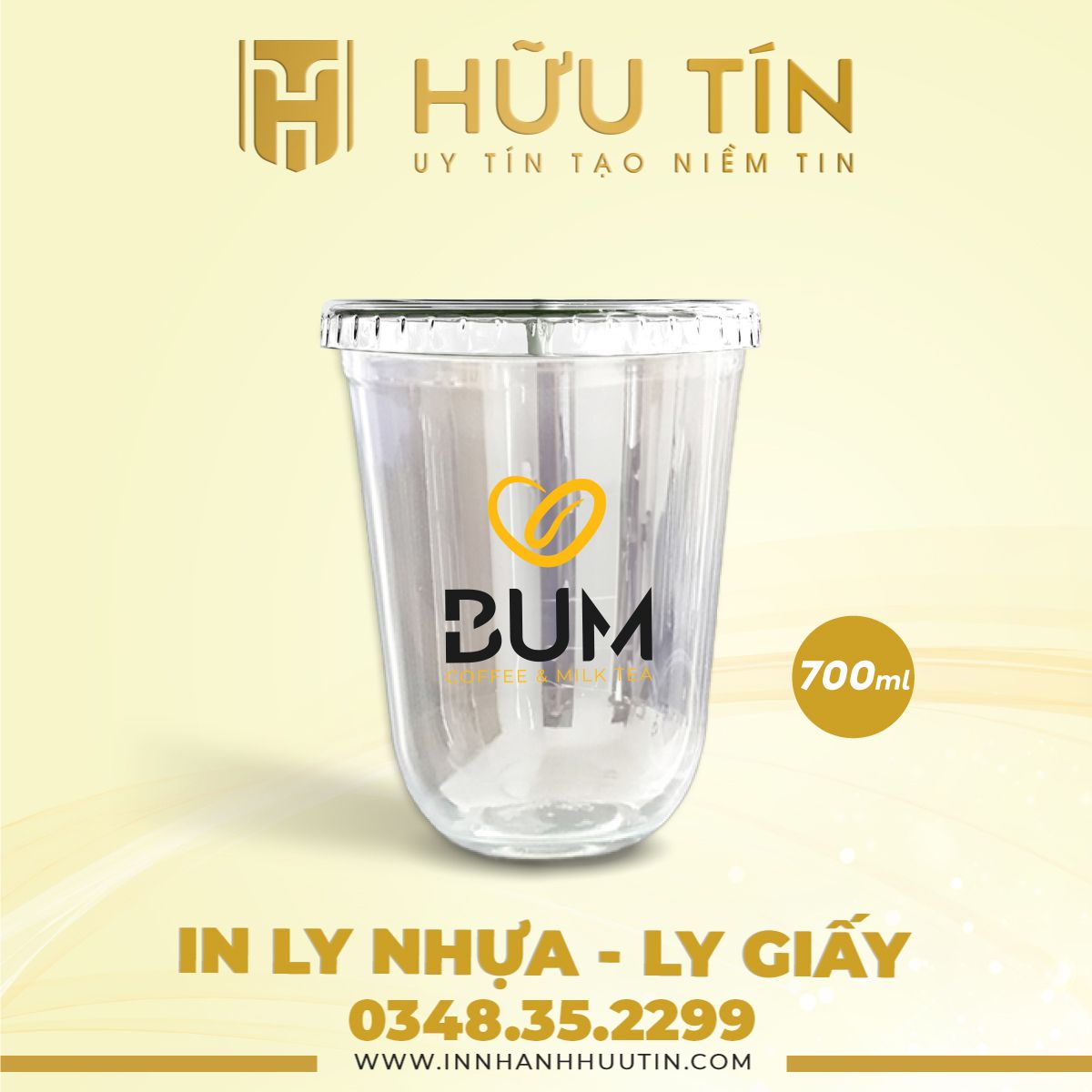  In 5000 Ly Nhựa PP Đáy Bầu 700ml - In nhiều màu 
