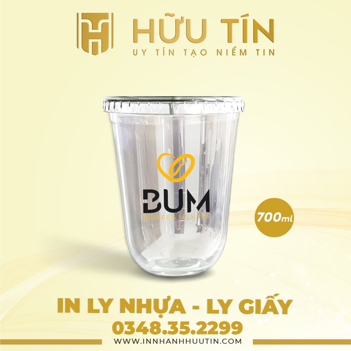  In 20000 Ly Nhựa PP Đáy Bầu 700ml - In nhiều màu 