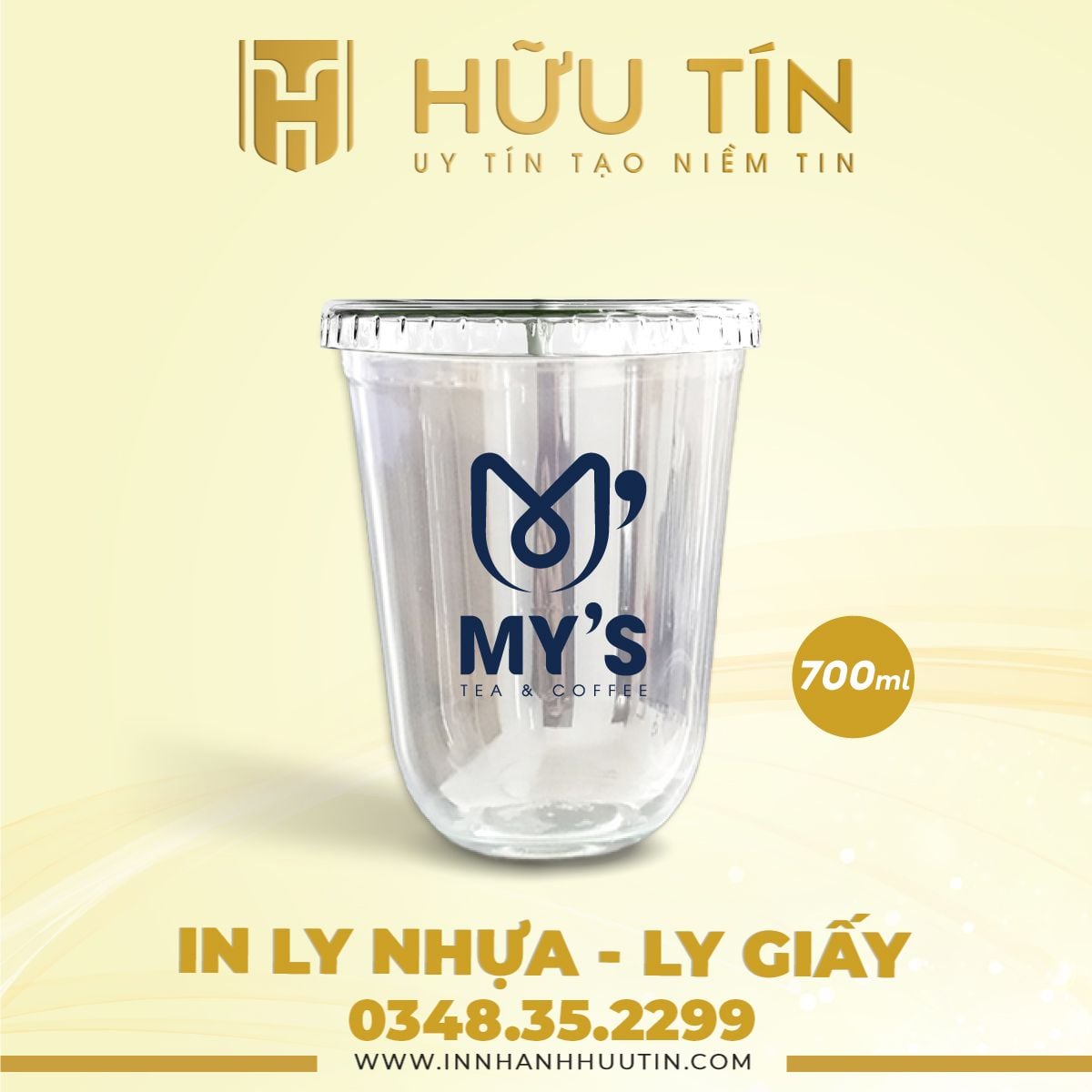  In 5000 Ly Nhựa PP Đáy Bầu 700ml - In 1 màu 