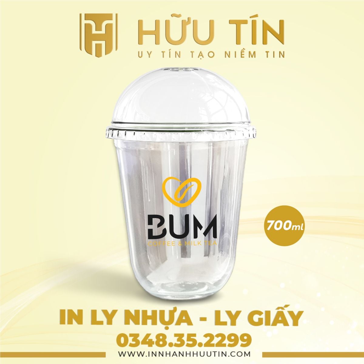  In 20000 Ly Nhựa PP Đáy Bầu 700ml - In nhiều màu 