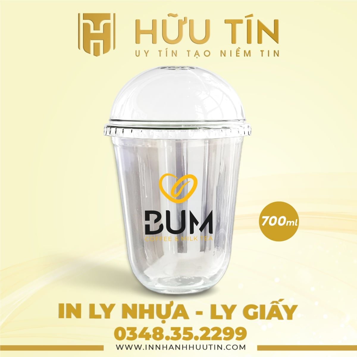  In 5000 Ly Nhựa PP Đáy Bầu 700ml - In nhiều màu 