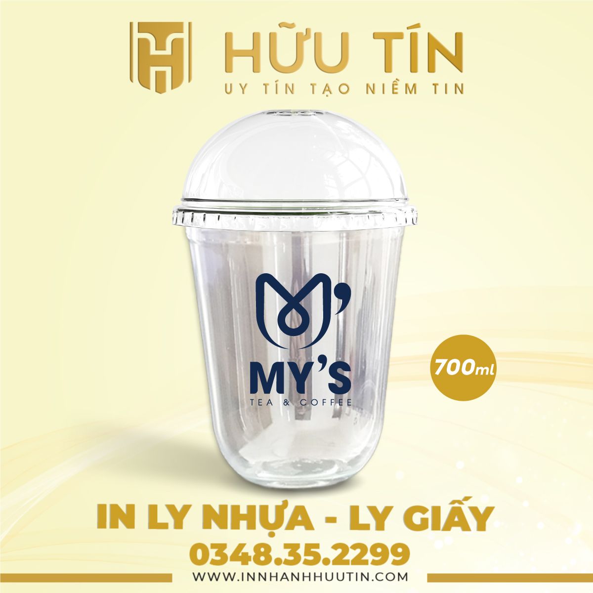  In 1000 Ly Nhựa PP Đáy Bầu 700ml - In 1 màu 