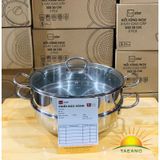  Bộ nồi xửng inox 3 đáy, thân bẹt Fivestar FNX24001 24cm (quai đũa, vung kính) 
