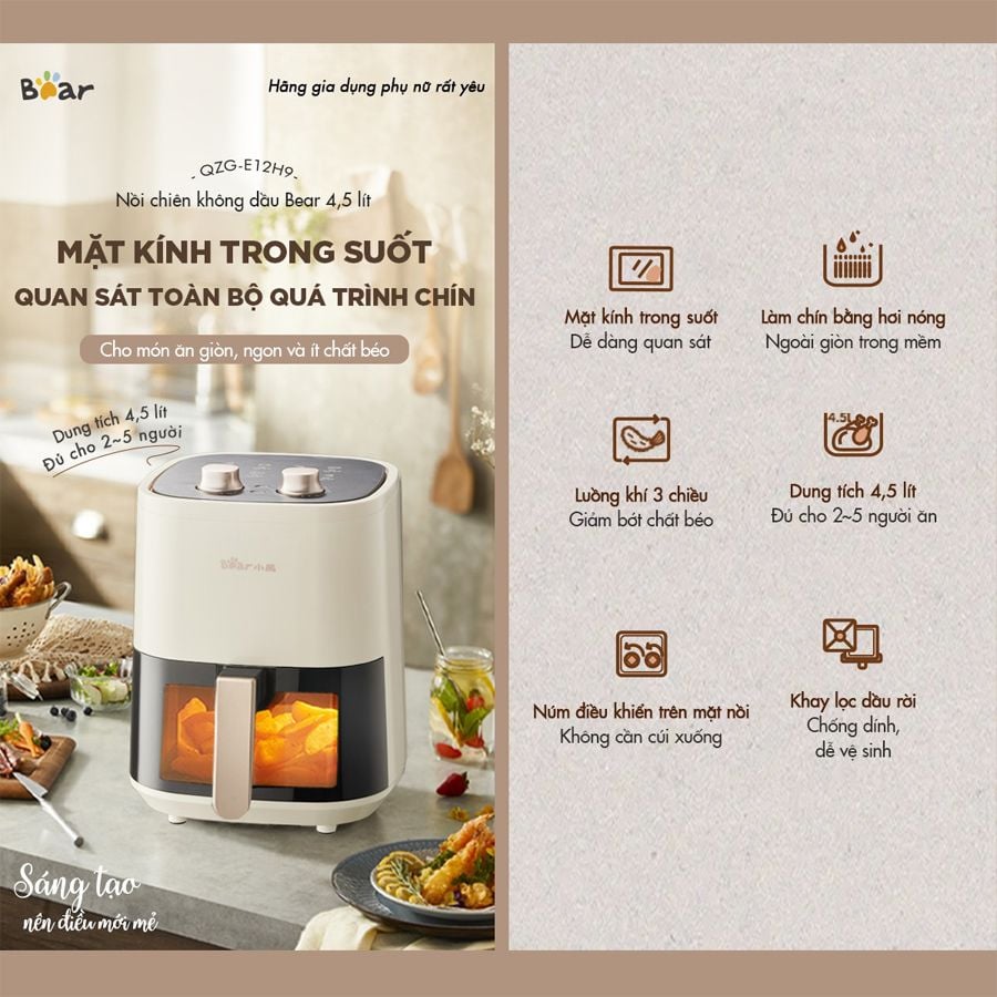Khám Phá Nồi Chiên Không Dầu Bear - Giải Pháp Tiện Lợi Cho Bữa Ăn Ngon