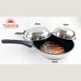  Chảo chống dính inox 3 đáy vân caro Fivestar Standard 16cm 