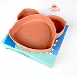  Set bộ 4 món bát thìa dĩa ăn dặm Silicone Taeang (hình cáo Fox, có đế hít chống đổ) 