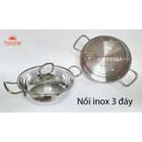  Bộ nồi xửng inox 3 đáy, thân bẹt Fivestar FNX26001 26cm (quai đũa, vung kính) 