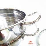  Bộ nồi xửng inox 3 đáy, thân bẹt Fivestar FNX26001 26cm (quai đũa, vung kính) 
