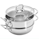  Bộ nồi xửng inox 3 đáy, thân bẹt Fivestar FNX28001 28cm (quai đũa, vung kính) 