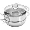  Bộ nồi xửng inox 3 đáy, thân bẹt Fivestar FNX28001 28cm (quai đũa, vung kính) 