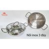  Bộ nồi xửng inox 3 đáy, thân bẹt Fivestar FNX28001 28cm (quai đũa, vung kính) 
