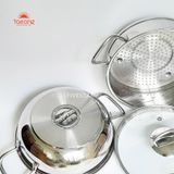  Bộ nồi xửng inox 3 đáy, thân bẹt Fivestar FNX28001 28cm (quai đũa, vung kính) 