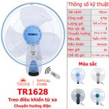  Quạt treo tường Senko TR1628 (remote) 