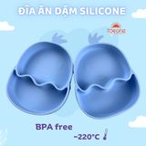  Set bộ 4 món bát thìa dĩa ăn dặm Silicone Taeang (hình con gà Chicken, có đế hít chống đổ) 