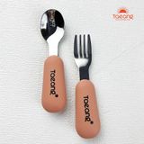  Set bộ 4 món bát thìa dĩa ăn dặm Silicone Taeang (hình cáo Fox, có đế hít chống đổ) 
