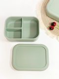  Hộp cơm văn phòng 3 ngăn chữ nhật trơn màu xanh lá - silicon cao cấp chuẩn FDA 